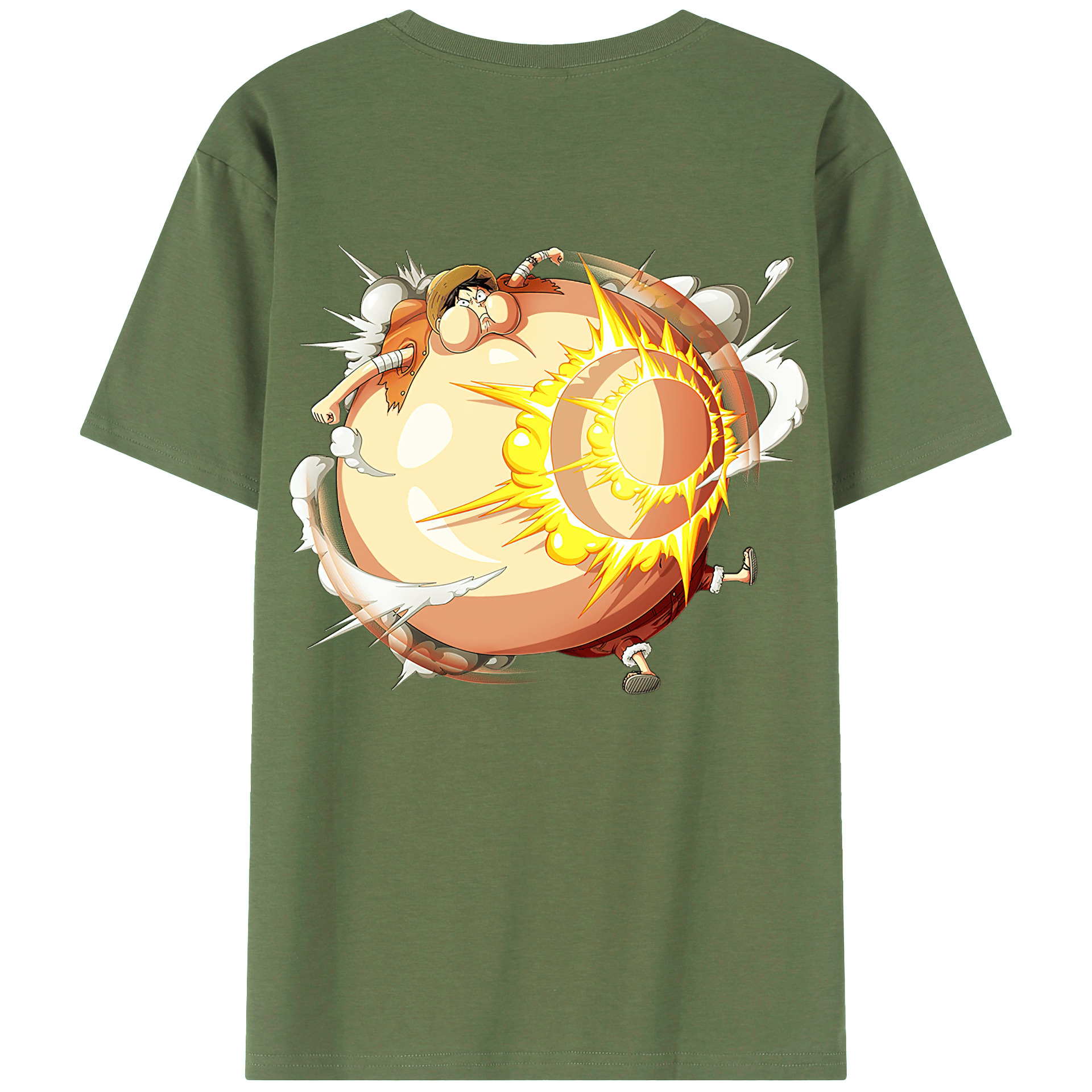 （画像用） ワンピース モンキー・D・ルフィ ONE PIECE Monkey D. Luffy 綿100％ メンズ半袖Tシャツ（バックプリント） 通気性